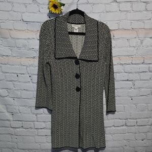 Nine West Black and White Blazer with Classic Lapel and Tailored Fit Sz M